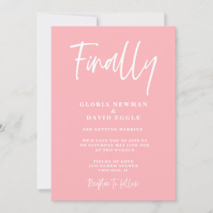Modern Blush Pink Finally Wedding Invitation
