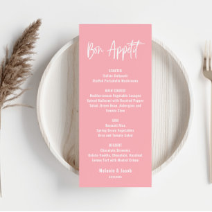 Modern Blush Pink Flat Menu Card