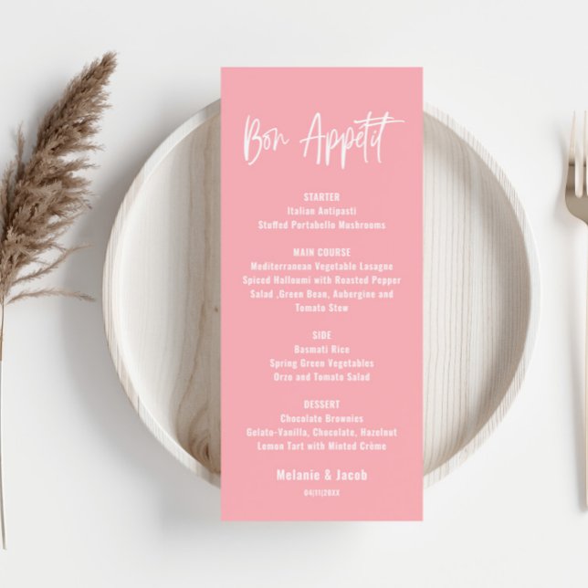 Modern Blush Pink Flat Menu Card (Creator Uploaded)