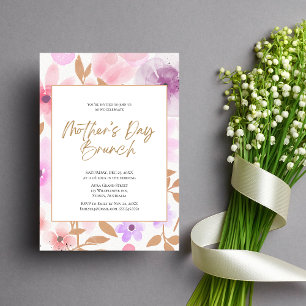 Modern Blush Pink Floral Mother's day brunch Invitation
