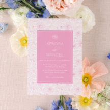 Modern Blush Pink Floral Toile Wedding