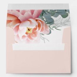 Modern Blush Pink Floral Wedding Invitation Envelope