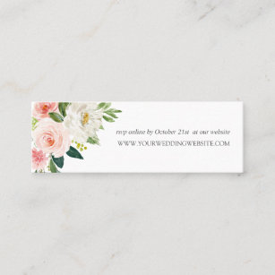 Modern Blush   Pink Flowers chic  Wedding  Website Mini Business Card
