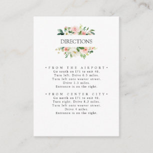 Modern Blush Pink Flowers WEDDING Directions Enclosure Card