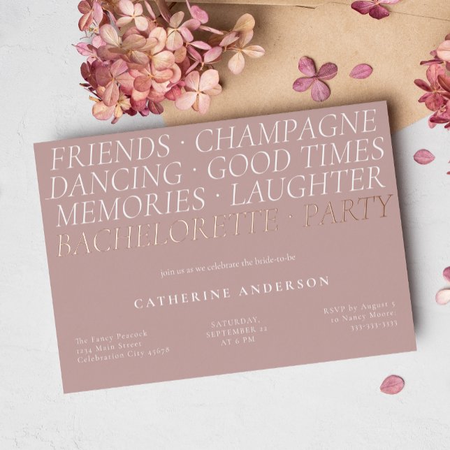 Modern Blush Pink Fun Words Bachelorette Party (Creator Uploaded)