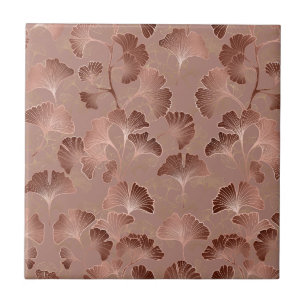 Modern Blush Pink Ginkgo Leaf Luxury Pattern Ceramic Tile