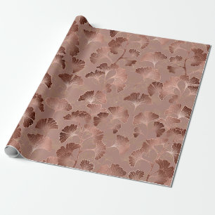 Modern Blush Pink Ginkgo Leaf Luxury Pattern Wrapping Paper