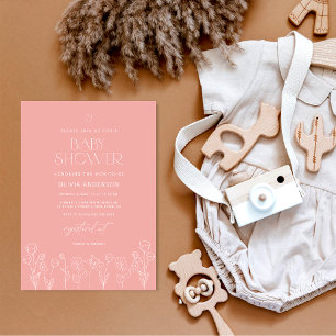 Modern Blush Pink Girl Baby Shower Invitation