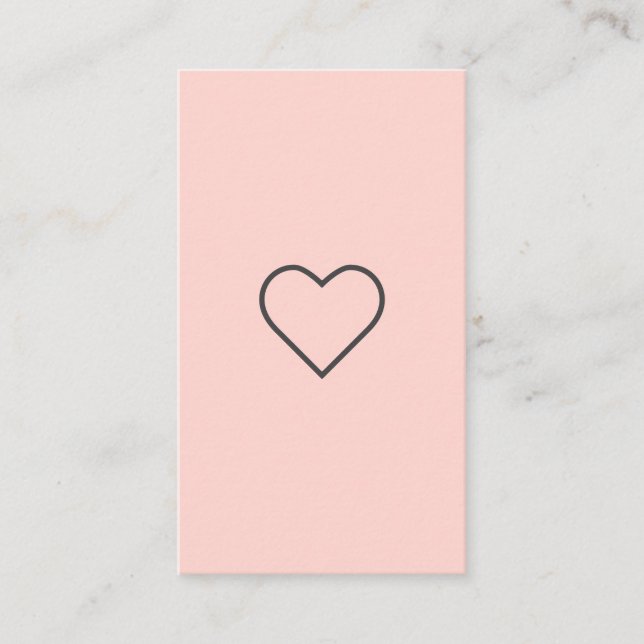 Modern blush pink girly heart minimalist blogger business card (Front)