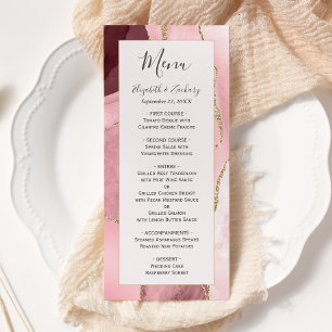 Modern Blush Pink Gold Agate Wedding Menu