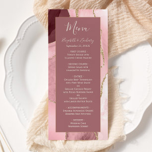 Modern Blush Pink Gold Agate Wedding Menu