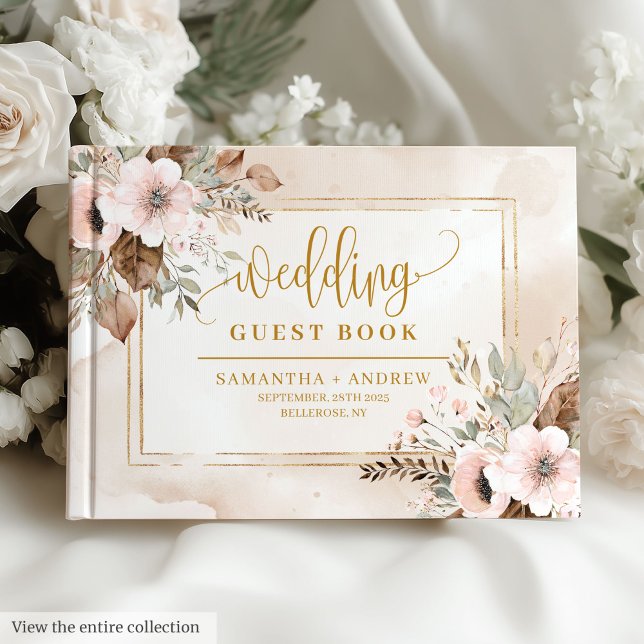 Modern Blush Pink Gold Autumn Floral Wedding Book (Modern Blush Pink Gold Autumn Floral Wedding Book)