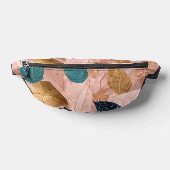 Modern Blush Pink Gold Boho Leaves Collection Bum Bags (Lay Down)