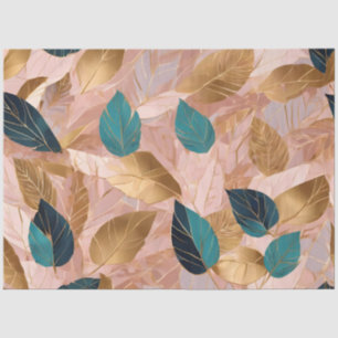 Modern Blush Pink Gold Boho Leaves Collection Tissue Paper