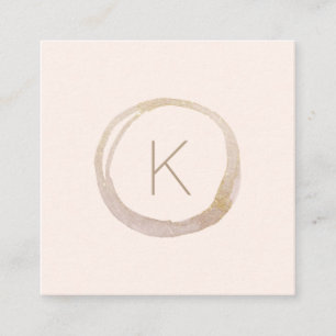 Modern Blush Pink Gold Faux Glitter Monogram Logo Square Business Card