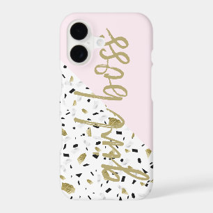 Modern Blush Pink Gold Marble Terrazzo Girl Boss