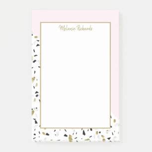 Modern Blush Pink Gold Marble Terrazzo Pattern Post-it Notes
