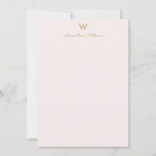 Modern Blush Pink Gold Script Monogram Card
