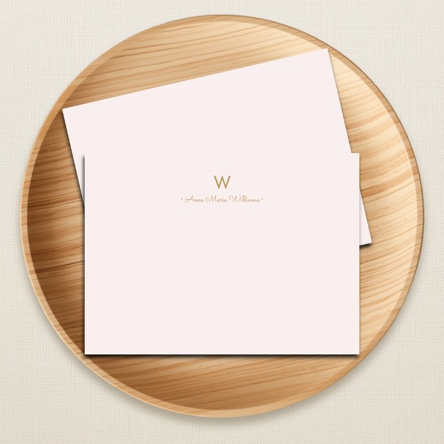 Modern Blush Pink Gold Script Monogram  Card (Creator Uploaded)