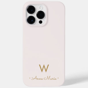 Modern Blush Pink Gold Script Monogram Case-Mate iPhone 14 Pro Max Case