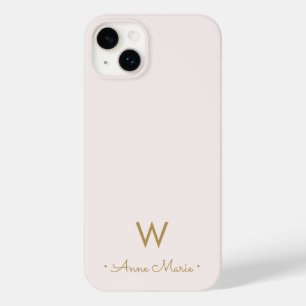 Modern Blush Pink Gold Script Monogram Case-Mate iPhone 14 Plus Case