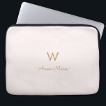 Modern Blush Pink Gold Script Monogram Laptop Sleeve<br><div class="desc">A modern,  elegant monogram design with gold handwritten minimalist script typography and sans serif block typography on an elegant pale pastel blush pink background. The monogram and name can be easily personalised.</div>
