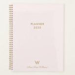Modern Blush Pink Gold Script Monogram Planner<br><div class="desc">Modern Blush Pink Gold Script Monogram Planner. A modern,  elegant monogram design with gold handwritten minimalist script typography and sans serif block typography on an elegant pale pastel blush pink background. The monogram and name can be easily personalised.</div>