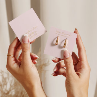 Modern blush pink gold stud earring display square