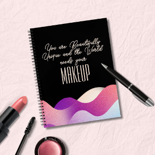 Modern Blush Pink Gradient Wave Funny Makeup Quote Notebook