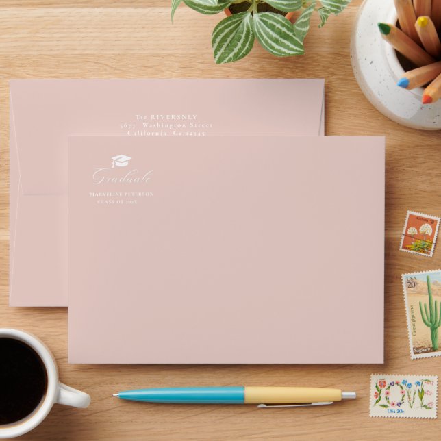 Modern Blush Pink Graduate  Graduation Envelope (Desk)