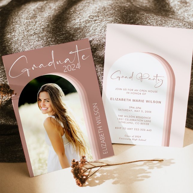 Modern Blush Pink Graduate Graduation Party Invitation (Creator Uploaded)