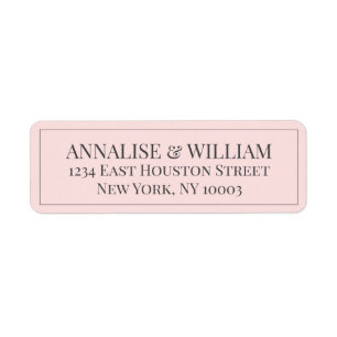Modern Blush Pink Grey Wedding Return Address Label