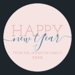 Modern blush pink Happy new Year Classic Round Sticker<br><div class="desc">Modern blush pink Happy new Year classic round sticker</div>