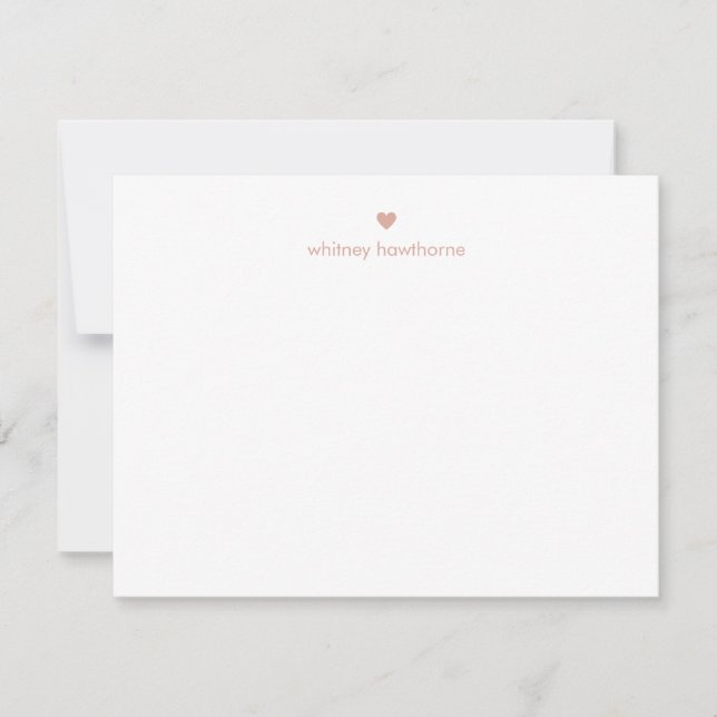 Modern Blush Pink Heart Stationery Simple Minimal Card (Front)