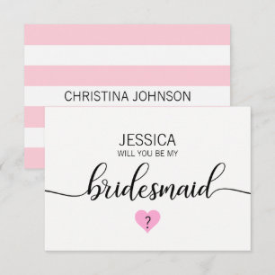 Modern Blush PINK Heart Will You Be my Bridesmaid? Invitation