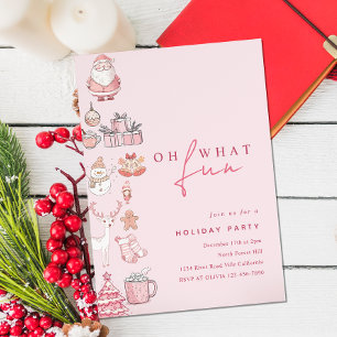 Modern Blush Pink Holiday Christmas Party Invitation