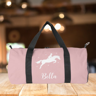 Modern Blush Pink Horseriding Equestrian Duffle Bag