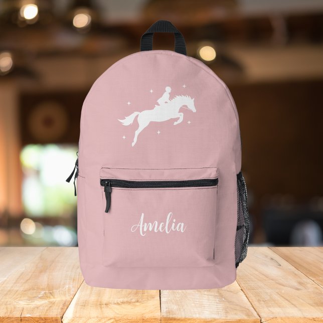 Modern Blush Pink Horseriding Equestrian Printed Backpack (Creator Uploaded)