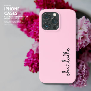 Modern Blush Pink iPhone Case with Name