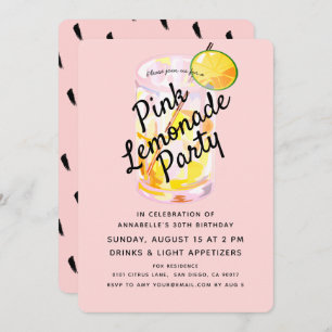 Modern Blush Pink Lemonade Party Invitation