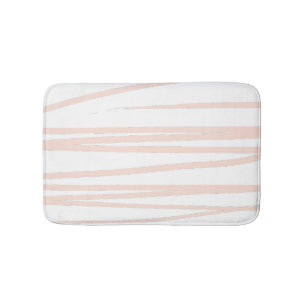 Modern Blush Pink Lines Abstract Art  Bath Mat
