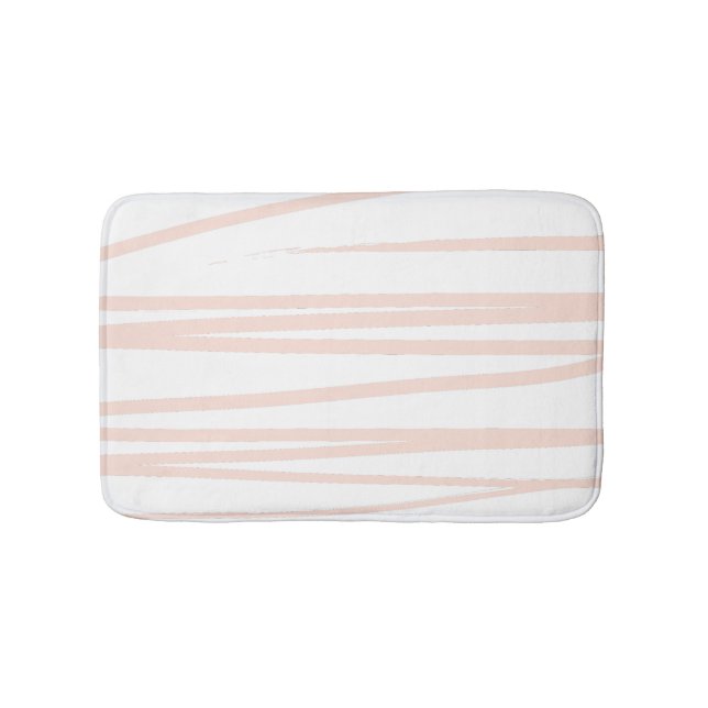 Modern Blush Pink Lines Abstract Art  Bath Mat (Front)