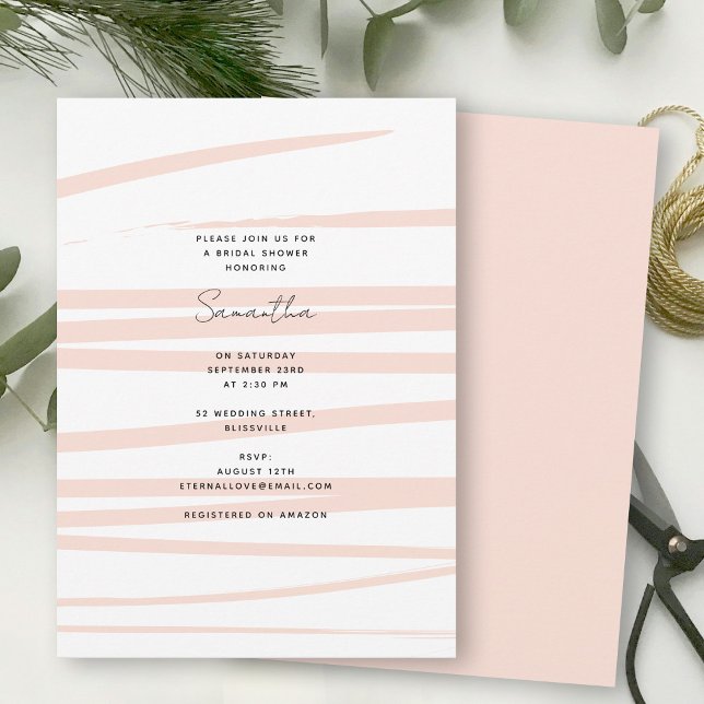 Modern Blush Pink Lines Abstract Art Bridal Shower Invitation (Modern Blush Pink Lines Abstract Art Bridal Shower Invitation)