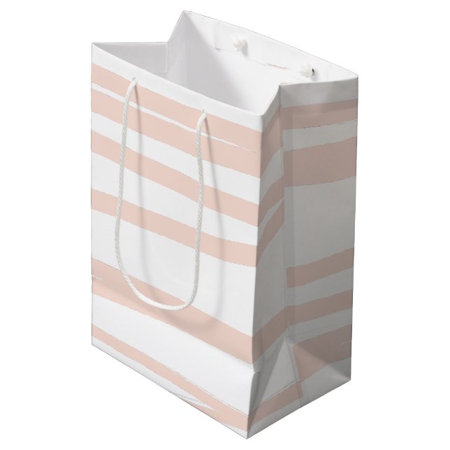 Modern Blush Pink Lines Abstract Art  Medium Gift Bag (Front Angled)