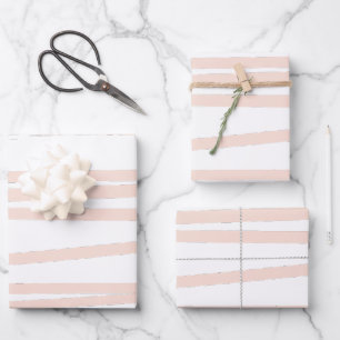 Modern Blush Pink Lines Abstract Art  Wrapping Paper Sheet