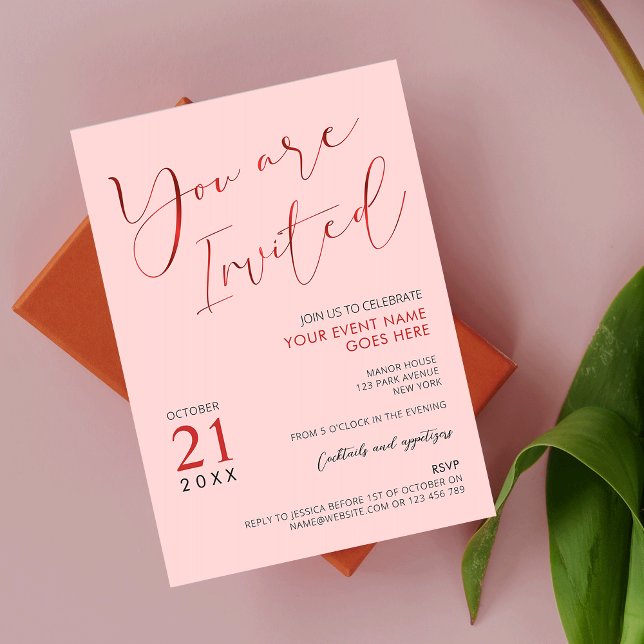Modern Blush Pink Logo Business Event Elegant Invitation (Creator Uploaded)