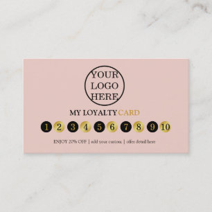 Modern Blush Pink Logo Business Reward Punch Loyalty Card