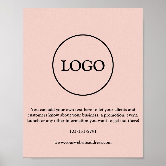 Modern  Blush Pink Logo Text Promotional Business Poster (Front)