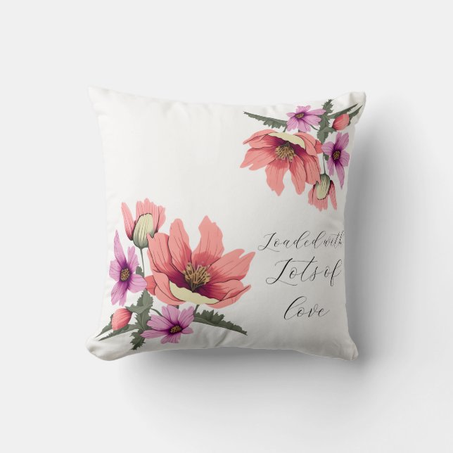 Modern blush pink long petel wildflower #3 cushion (Front)
