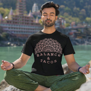 Modern Blush Pink Mandala Balance and Taco Yoga T-Shirt